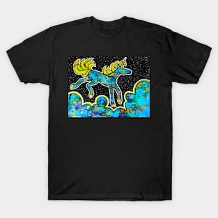 Galaxy Dancing Unicorn - Big Blue T-Shirt